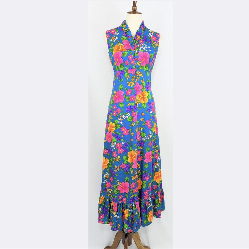🌺 Vintage Hukilau Fashion Colorful Hawaiian Dress 🌺